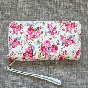 Like New Floral Print Women's Wallet with wrist strap